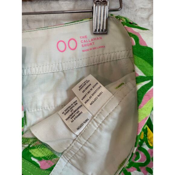 Lilly Pulitzer Callahan Shorts 100% Cotton Green Print 5” Inseam Women Size 00 - Picture 2 of 10